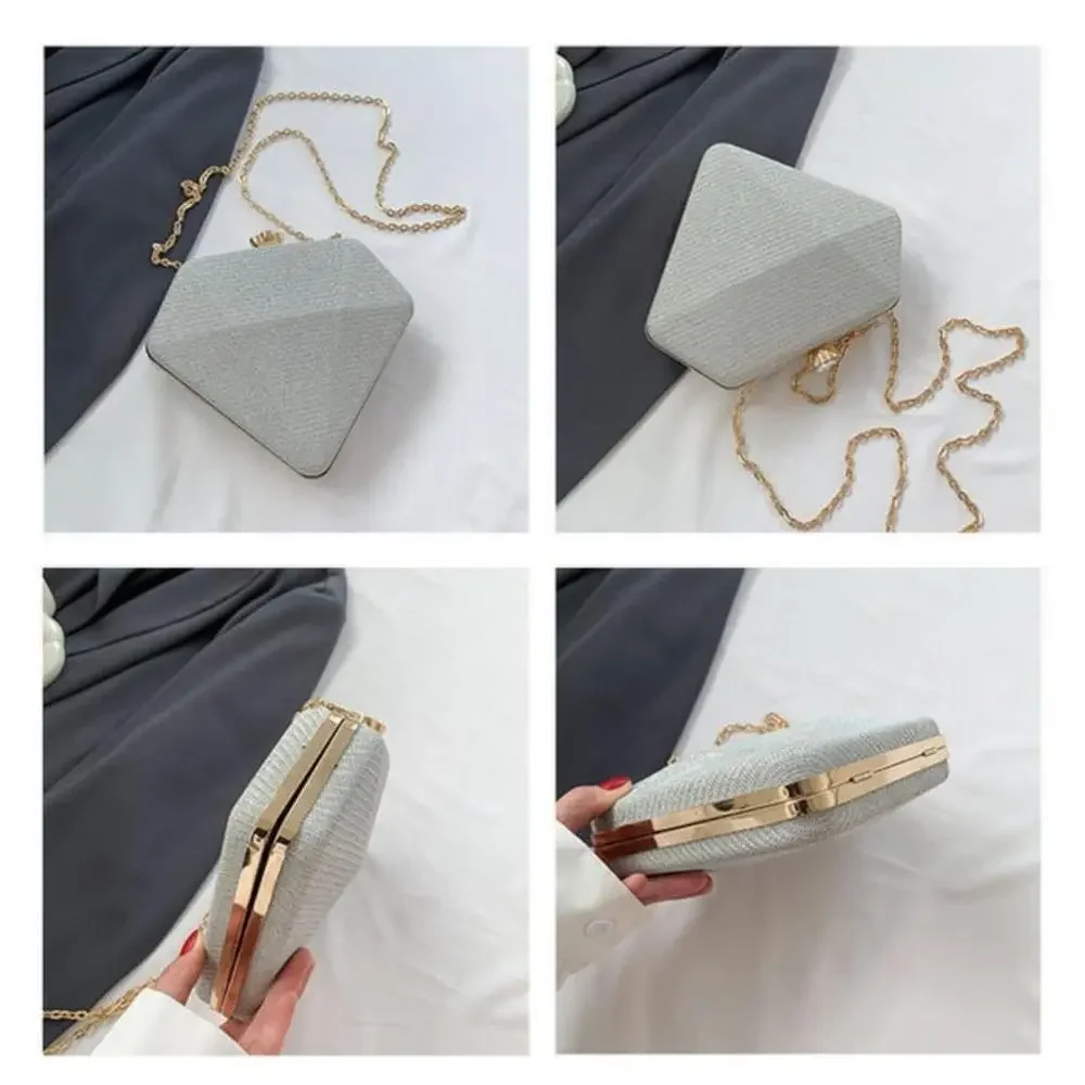 Diamond Shaped Crossbody Bag In Gold - Picture 5 of 6
